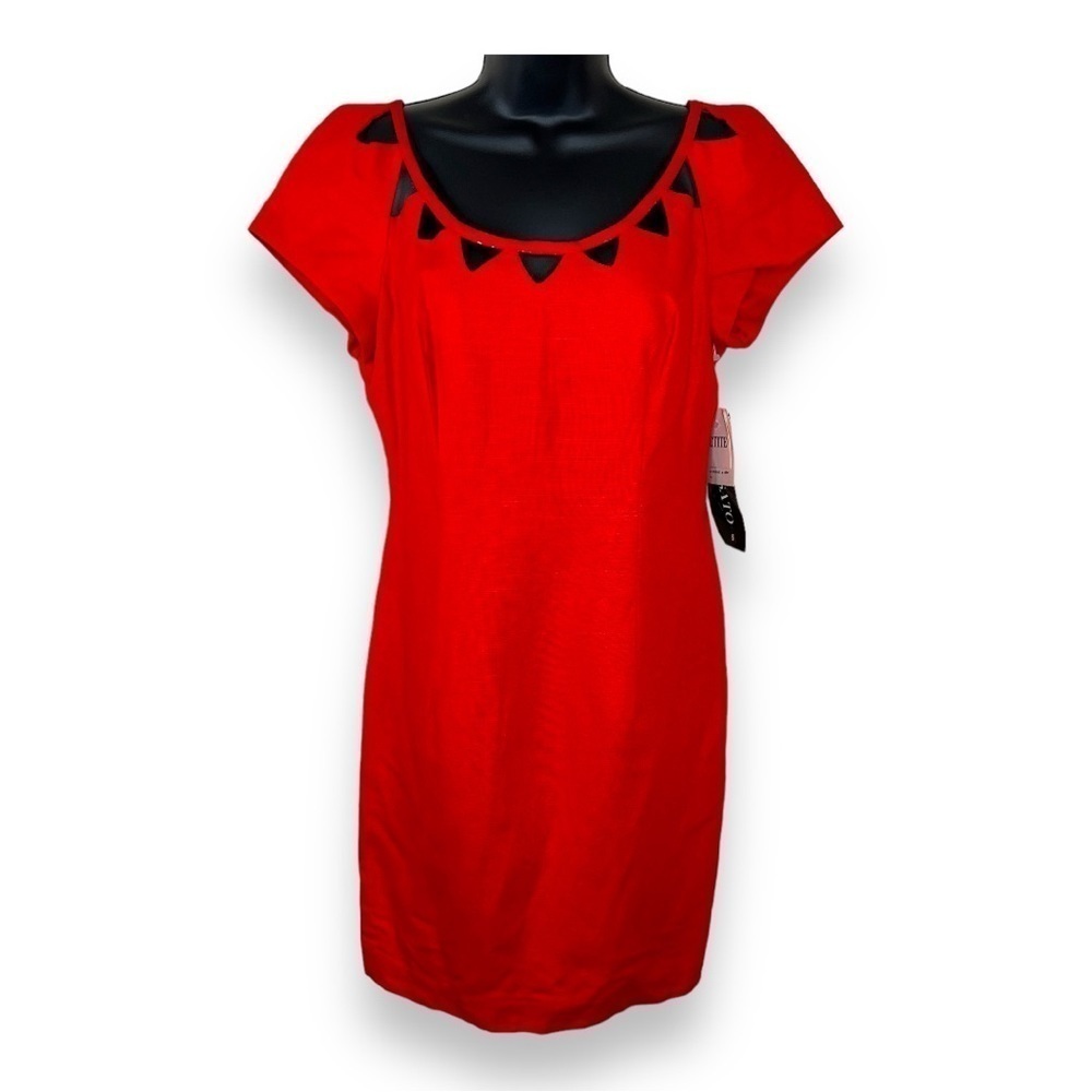 Vintage Kamisato Red Linen Blend Dress Petite 6 Event Party Retro Cocktail